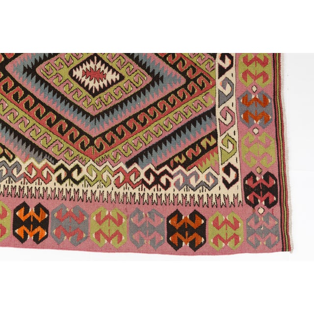 Vintage Pink Anatolian Kilim Rug For Sale - Image 6 of 8