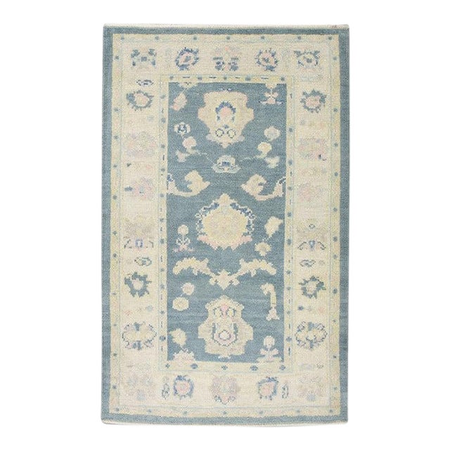 Oriental Hand Knotted Rug Turkish Oushak 3'1" x 4'10" For Sale