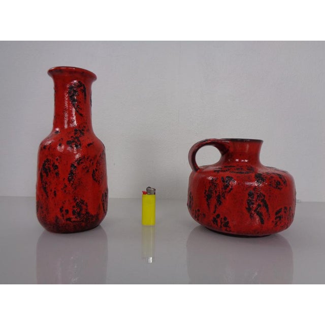 Mid-Century Modern Red Lava Ceramic Vases from Gräflich Ortenburg, 1960s, Set of 2 For Sale - Image 3 of 18