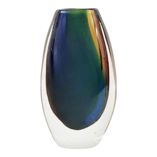 Mid Century Sommerso Art Glass Vase by Vicke Lindstrand for Kosta, Sweden, 1970s For Sale