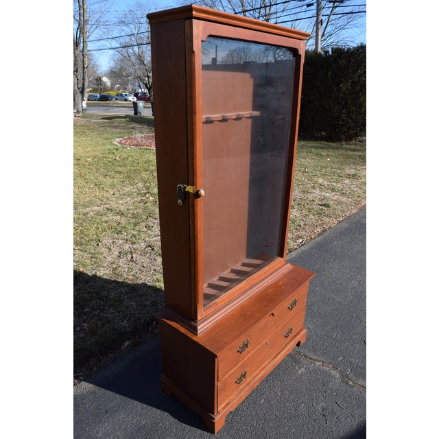 1970s Vintage Wooden Gun Case Holds 7 Rifles with Two Drawers