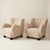 Danish cabinetmaker easy chairs, originally from the 1940's, meticulously newly upholstered in light colored lambswool....