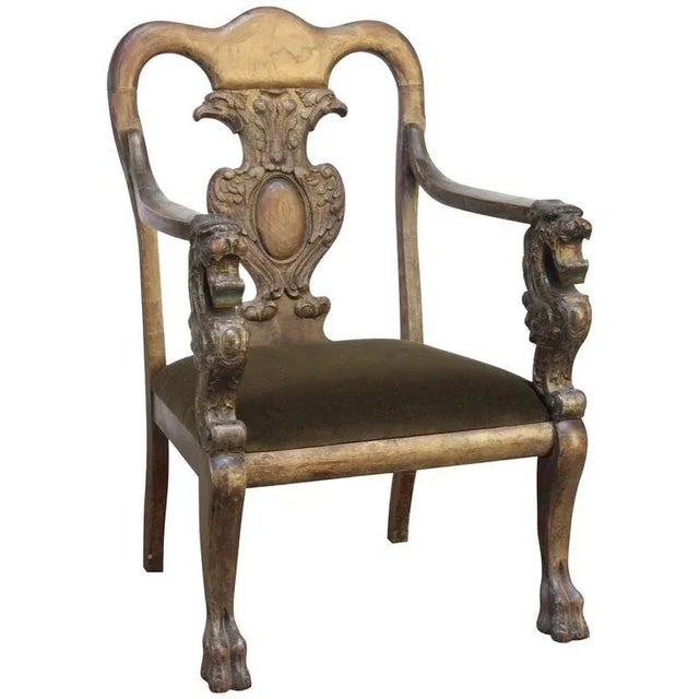 Folk Art Majestic Odd Fellows Carved and Painted Armchair For Sale - Image 3 of 11