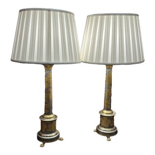 Pair of 1990s Silver And Gold Leaf Tole Table Lamps Signed by “S. Ficalbi- Florence” For Sale