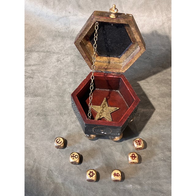 Custom-Crafted Set of Occult Divination & Astrological Dice With Planetary Altar Trinket Box For Sale In Palm Springs - Image 6 of 10