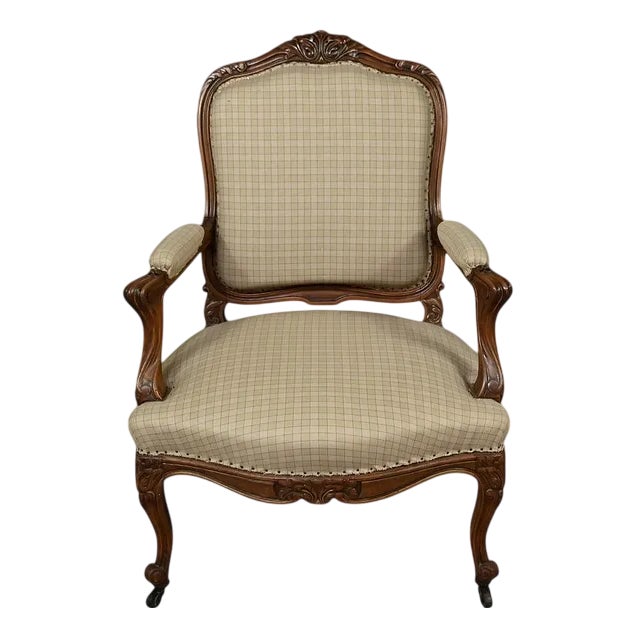 Louis XV Style Beechwood Armchair, Mid-19th Century For Sale