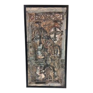 Late 20th Century Georges Ebrin Adingra, Mixed Media on Canvas For Sale