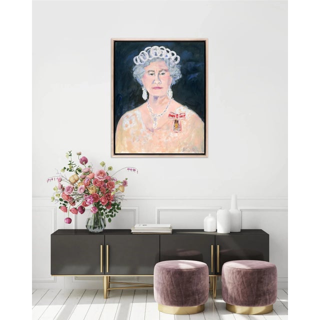 Contemporary The Queen by Sandy Welch in Maple Frame, Medium Art Print on Canvas For Sale - Image 3 of 4