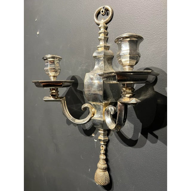 Neoclassical 1920s Caldwell Silver Sconces - a Pair For Sale - Image 3 of 6