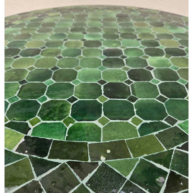 24" Tamegrout Green Moroccan Mosaic Table For Sale In Orlando - Image 6 of 7