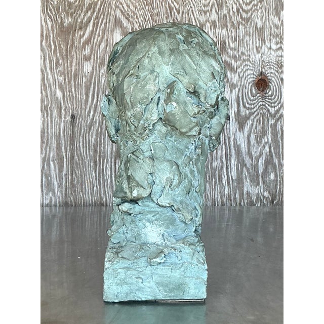 Verdigris Vintage Postmodern Plaster Bust of Freud For Sale - Image 8 of 10