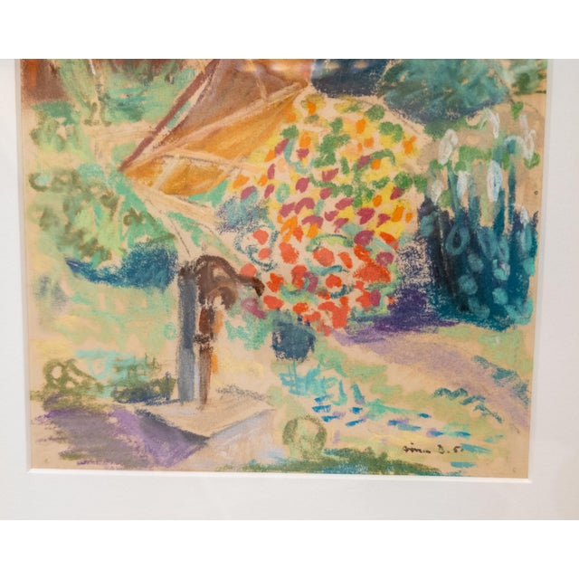 Mid-Century Modern Colorful New England Garden Abstract Oil Pastel, Signed For Sale In New York - Image 6 of 10