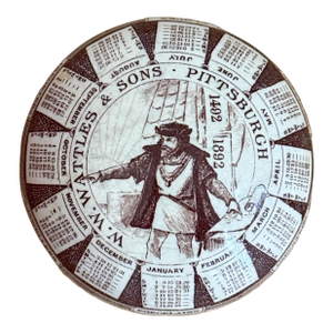 1892 Antique Ceramic Calendar Paperweight W. W. Wattles & Sons Pittsburgh g.d. Paris Depose