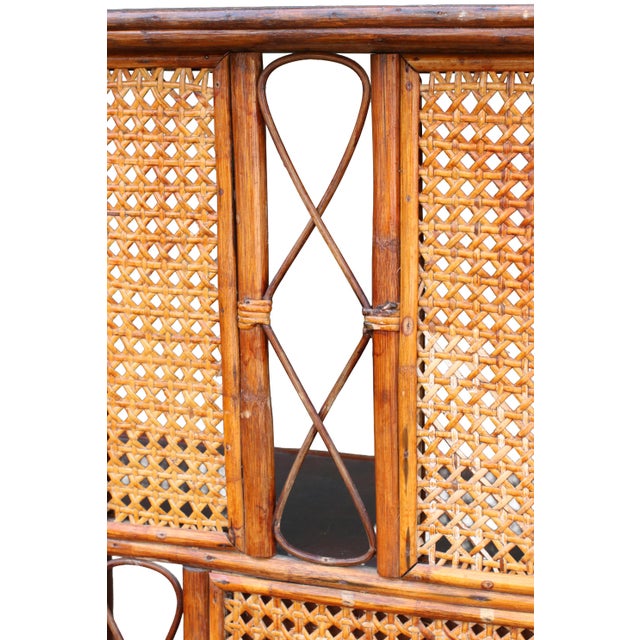 Wood French Freestanding Rattan and Cane Bar, 1970s For Sale - Image 7 of 12