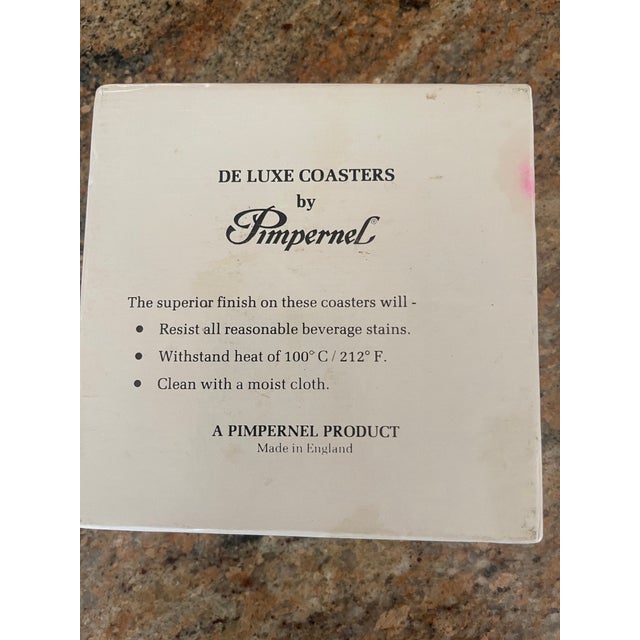 Light Pink Pimpernel Floral 4 Coasters with Box 5 pcs For Sale - Image 8 of 9