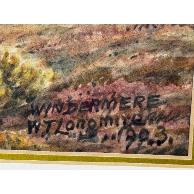 English William Taylor Longmire Windermere Antique Watercolor View Towards the Langdale Pikes Dated 1903 For Sale - Image 3 of 18