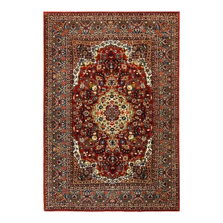 Magistral Red Rust Color and Lovely Floral Patters Desing Persian Isfahan Rug For Sale