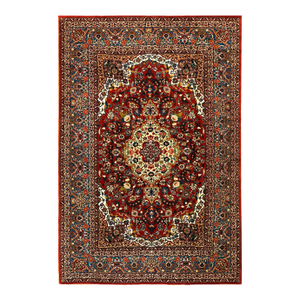 Magistral Red Rust Color and Lovely Floral Patters Desing Persian Isfahan Rug