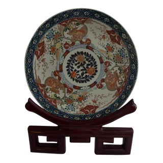 Antique 19th Century Japanese Imari Charger With Asian Stand For Sale