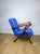Vintage loft design armchair in blue cornflower velvet fabric, model Jade. This is a renewed armchair. Loft design vintage...