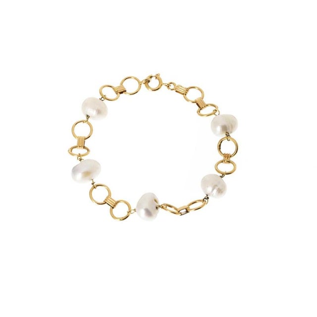 Bracelet in 19.2 Karat Gold with Pearls For Sale - Image 6 of 6