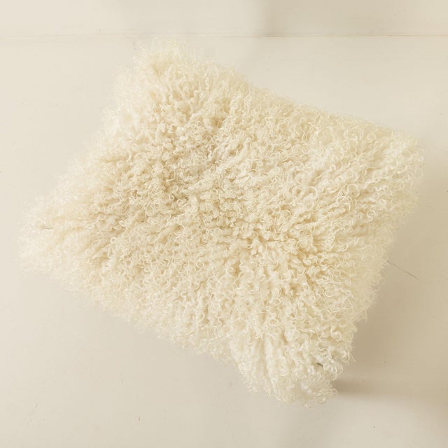 Brown Mid-Century Danish Teak Ottoman in Long Hair Sheepskin, 1960s For Sale - Image 8 of 11