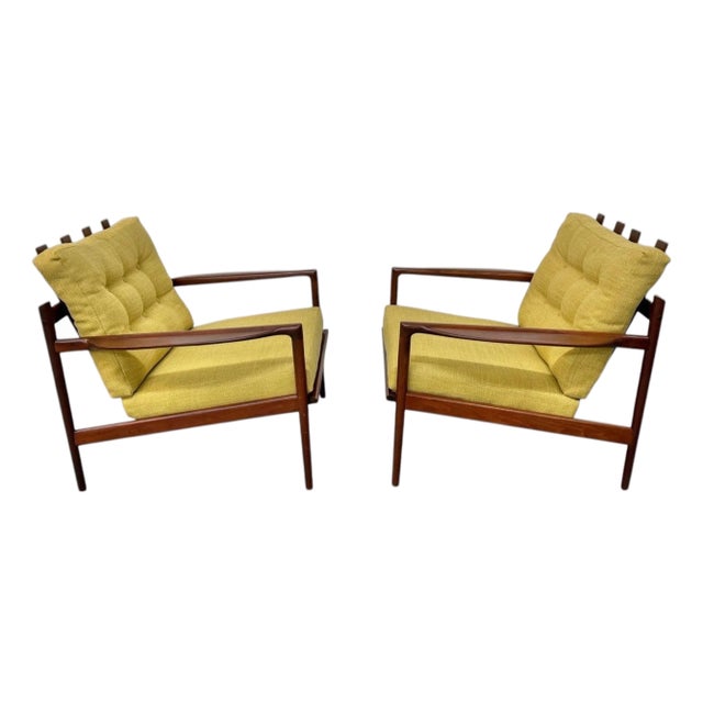 Mid-Century Danish Modern Poul Jensen for Selig Walnut Arm Chairs - Restored! For Sale