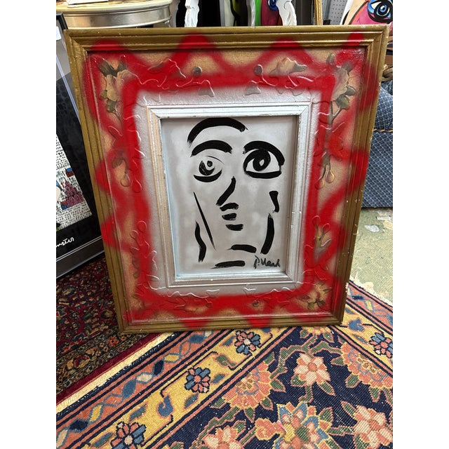 Fantastic Original Peter Keil Abstract graffiti Portrait Painting. This beautiful piece circa 1970s depicts a portrait...