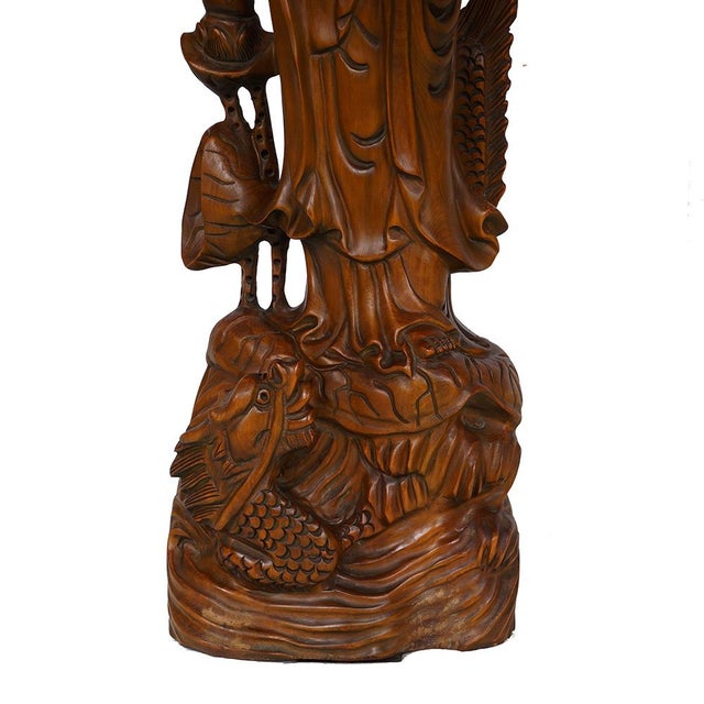 Chinese Chinese Carved Guan Yin Statuary, Boxwood, Antique, Circa 1900-1940 For Sale - Image 3 of 11