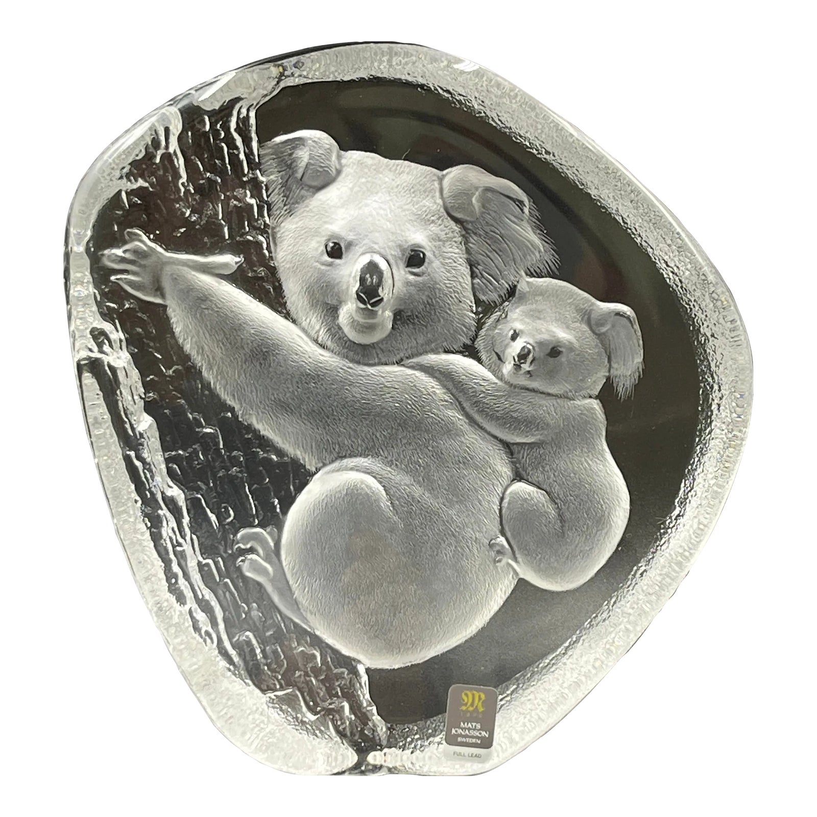 Late 20th Century Mats Jonasson Lead Crystal Koala Bear Sculpture
