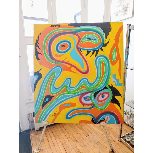 Here's a large and colorful in your face abstract graffiti painting done in 1998. Appealing on many levels. It needs a lot...
