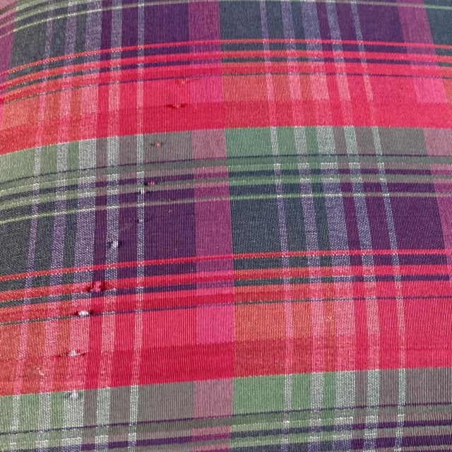 Purple Set of 6 Purple Plaid Upholstered Parsons Style Skirted Dining Chairs For Sale - Image 8 of 13