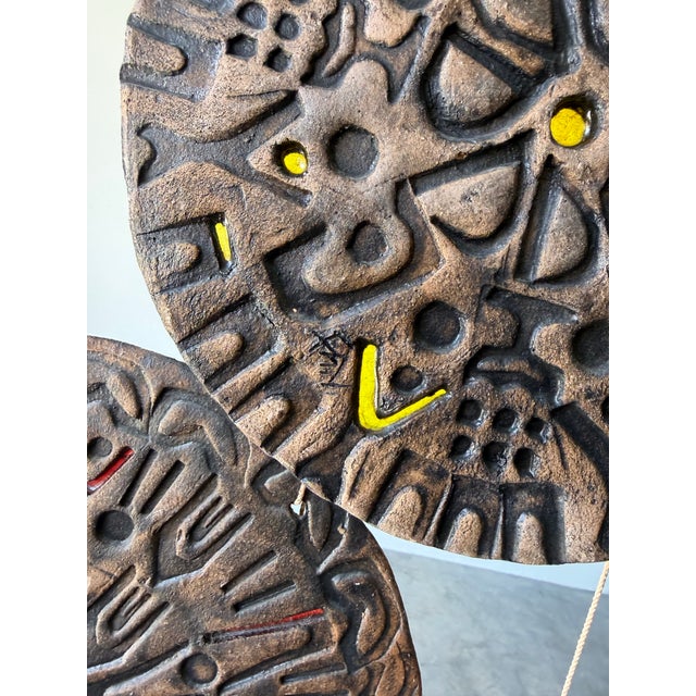 Large - Mid-Century Modern Signed Pottery Hanging Wind Chime For Sale - Image 10 of 12
