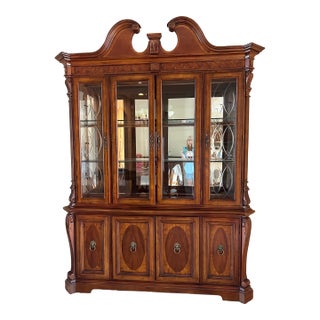 Traditional Chippendale Style China Cabinet Breakfront Curio Display For Sale
