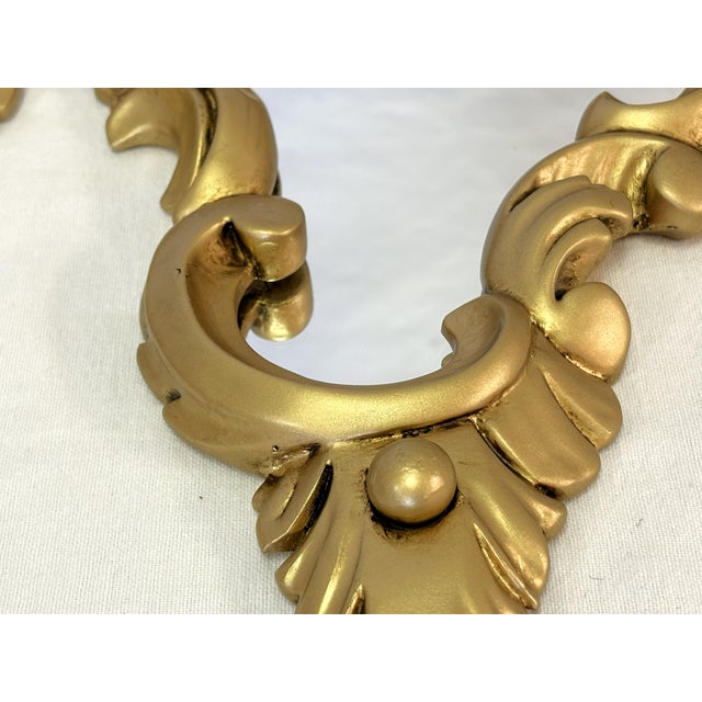 Wood Vintage Sweet Petite Gold Scroll Wall Mirrors- A Pair For Sale - Image 7 of 10