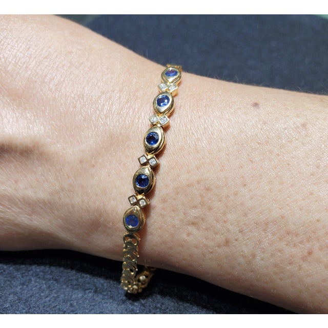 ♥ Tennis Bracelet Description ♥ Main Stone: Diamond & Sapphire Approx. Total Carat Weight: .75cttw Sapphire Carat Weight:...