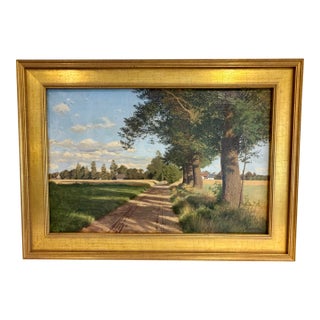 Oil Painting “Avenue With Trees” by Ludvig Kabell For Sale