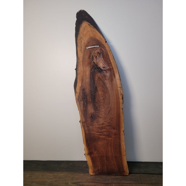 Mid-Century Nautical Ship Oil Painting on Live-Edge Wood Slab-Signed For Sale - Image 4 of 9