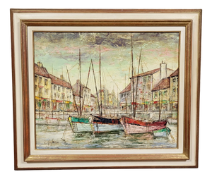 Boats, 1920, Oil Painting on Canvas, Framed