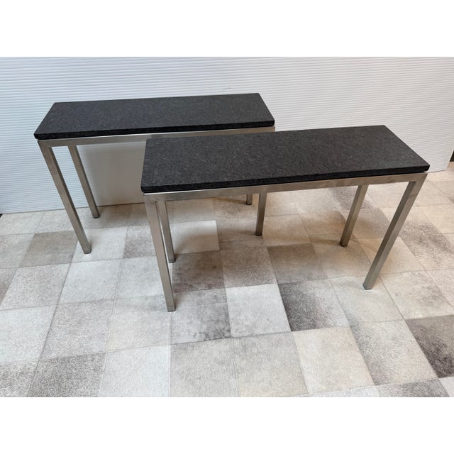 Black Crate & Barrel Parsons Style Console Table For Sale - Image 8 of 10