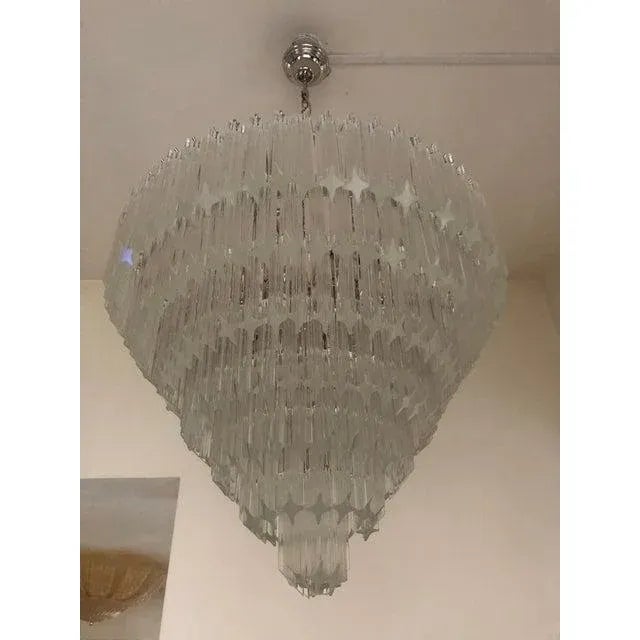 Italian Early 21st Century Murano Glass Transparent Quadriedo Cut Glass Chandelier For Sale - Image 3 of 11
