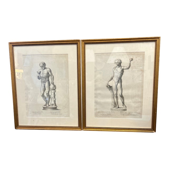 Pair of Antique French Engravings of Nude Men. For Sale