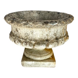 Antique Weathered Concrete Garden Urn Planter For Sale