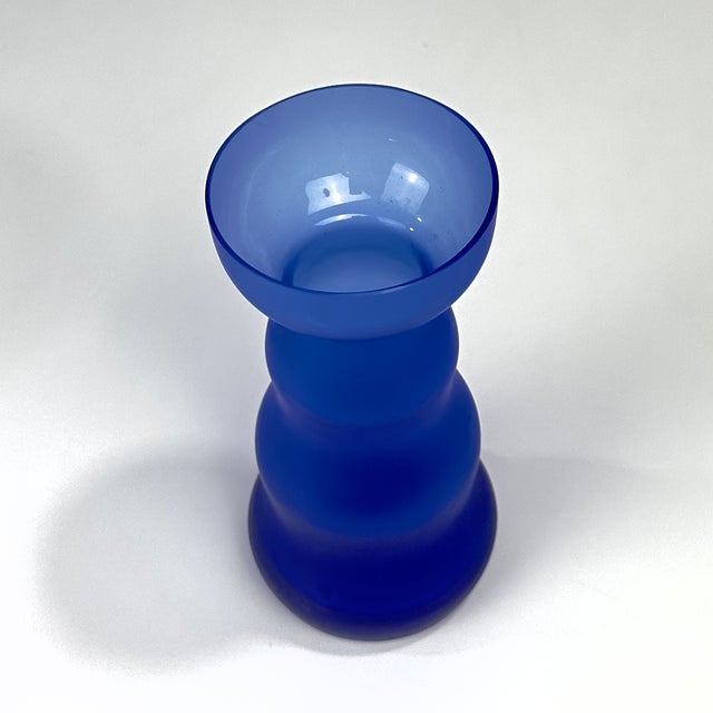 High '80s Frosted Blue & Green Ripply Glass Vase Curation - Group of 5 For Sale - Image 13 of 13