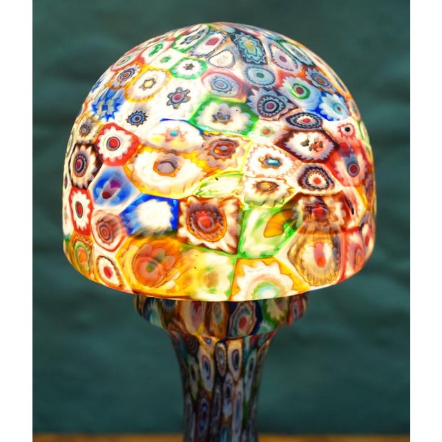 Exquisite Antique Murano Millefiori Italian Glass Mushroom Table Lamps, 1950s, Set of 2 For Sale - Image 4 of 18