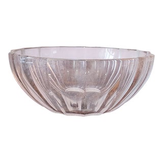 A Good Faceted Paneled Crystal Serving Bowl, Nachtmann Glass Co, C1970s 8.5" D For Sale