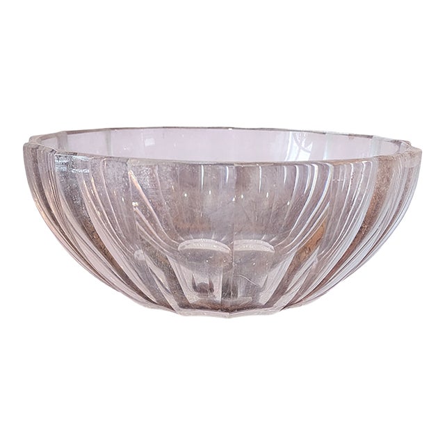 A Good Faceted Paneled Crystal Serving Bowl, Nachtmann Glass Co, C1970s 8.5" D For Sale