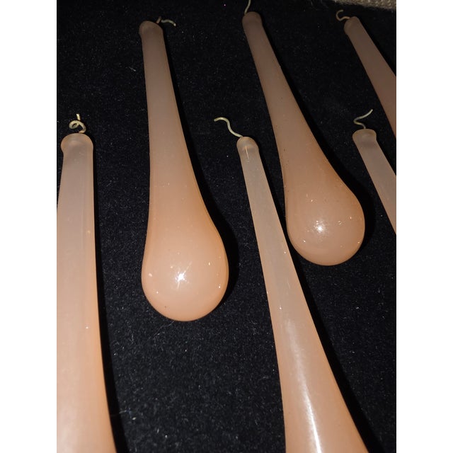 Set of nine large scale pink opaline Murano Glass Drops...Rare and antique.