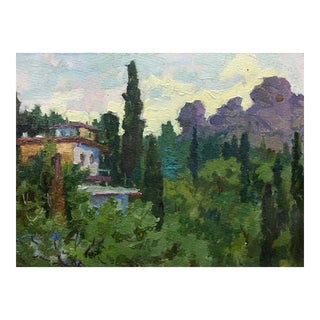 1970s Oil Painting Near the Cottage For Sale