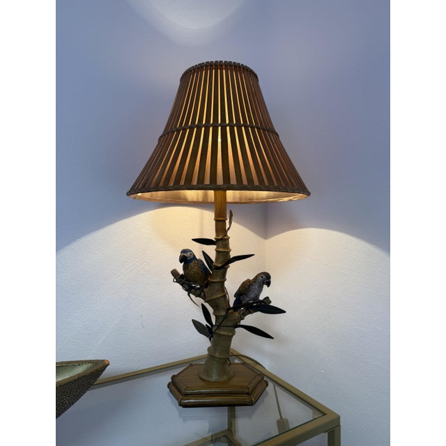 Midcentury Modern Italian Faux Bamboo Table Lamp, 1950s For Sale - Image 4 of 11